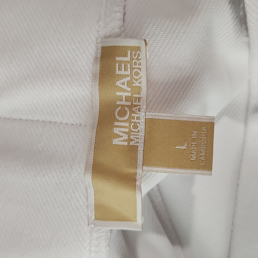 NWT MICHAEL Michael Kors White Skinny Ankle Pull-On Pants  Large - Picture 6 of 7